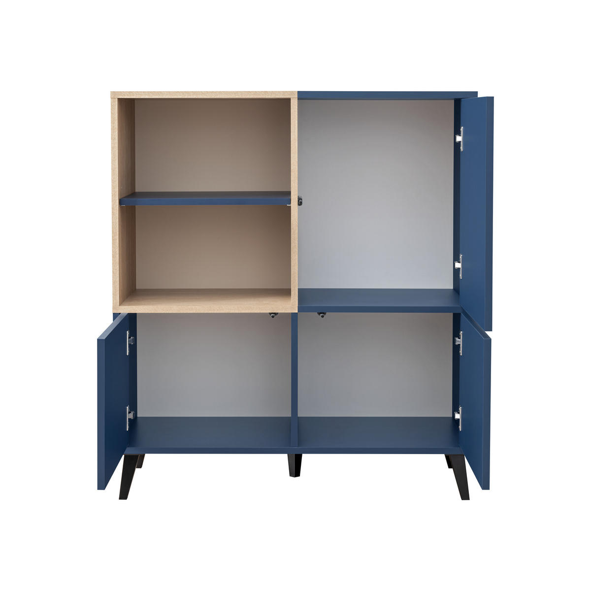 SIDEBOARD FONDI, Blau, Skandinavische Tanne - Blau/Hellbraun, Holzwerkstoff/Metall (89.9/102/35cm) - Komodee