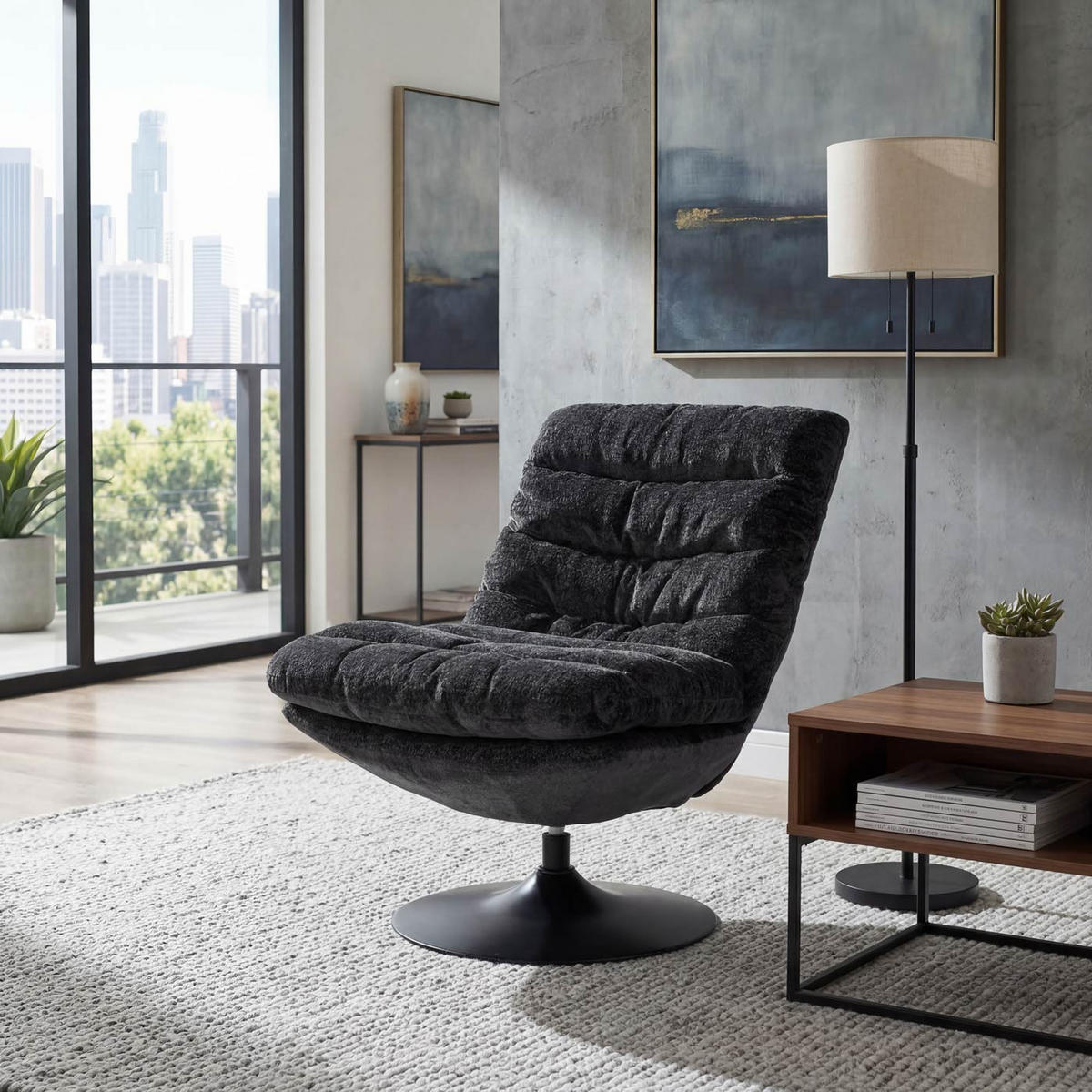 LOUNGESESSEL Grau - Grau, Textil (72/91/90cm) - MCW