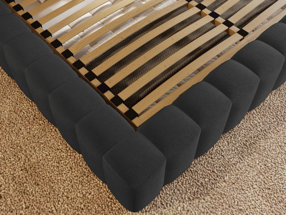 POLSTERBETT Rotto 180x200 Schwarz - Schwarz/Naturfarben, Holz/Kunststoff (180/200cm) - Graingold