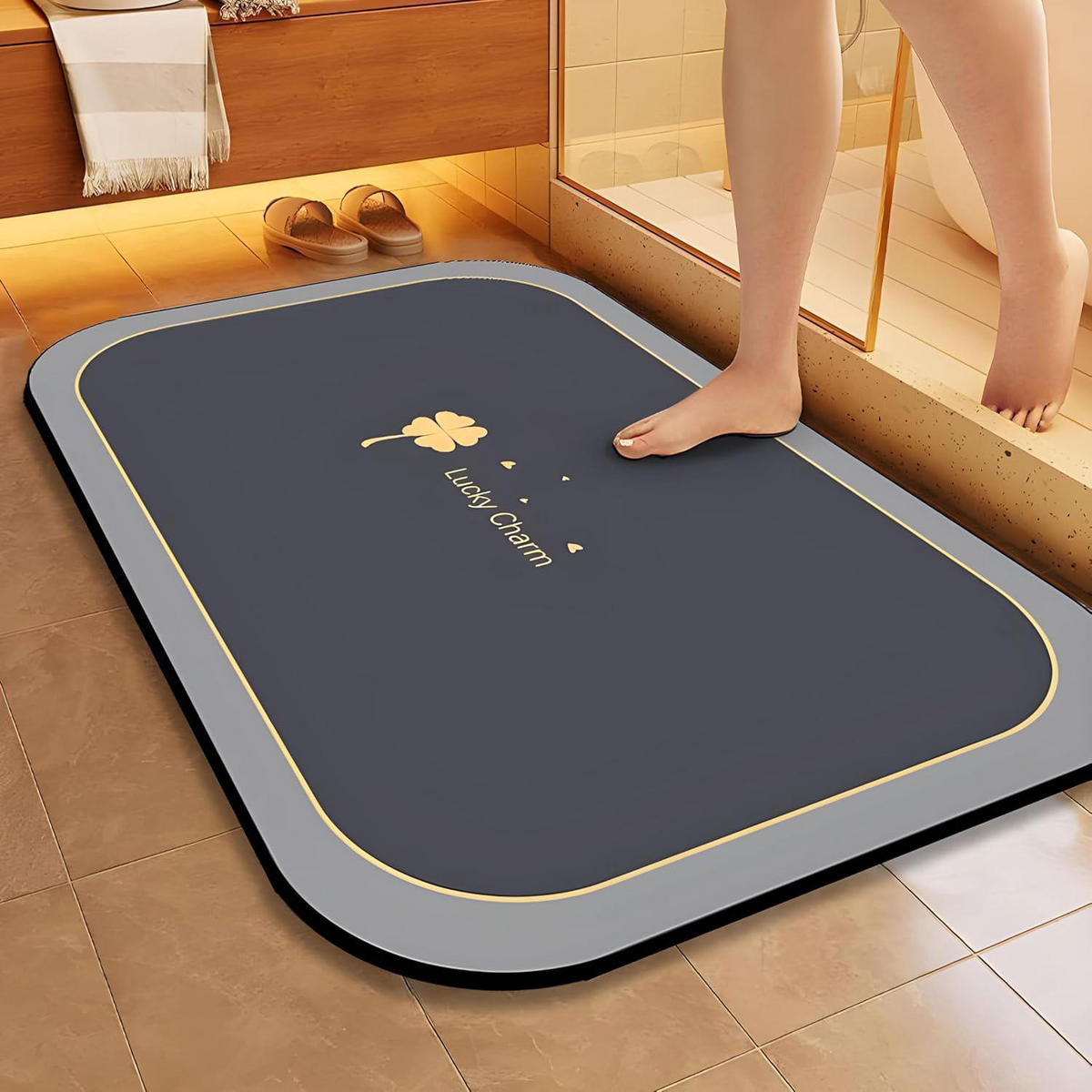 BADEMATTE 1 Stück - Beige, Kunststoff (1/1cm) - Homaxy