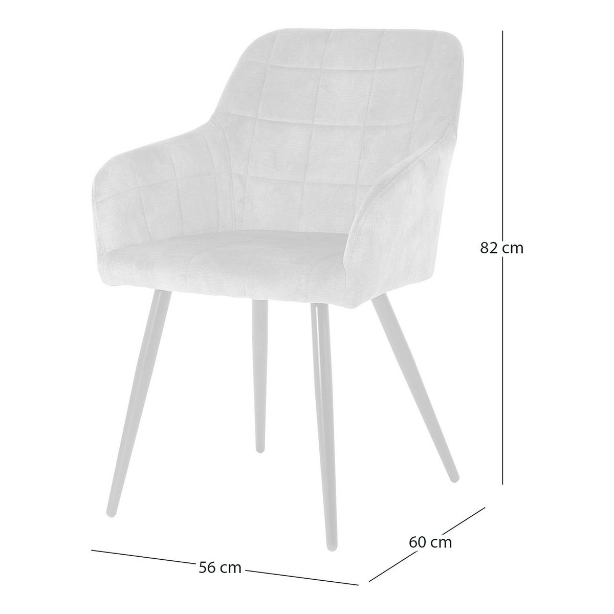 ARMLEHNENSTUHL - Samt / Stahl - Dunkelgrau / Schwarz - Dunkelgrau, Textil/Metall (56/82/60cm) - home24