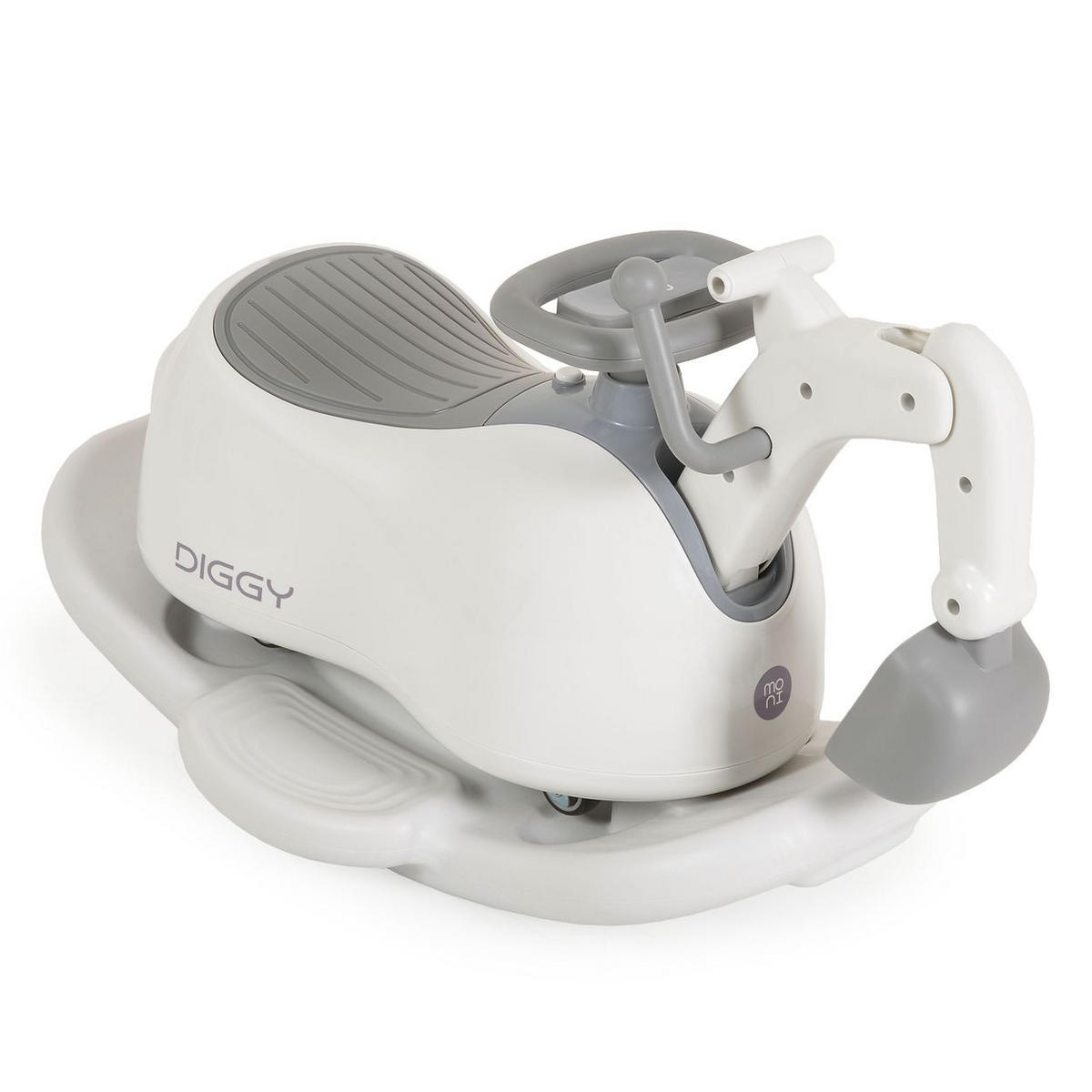 TÖPFCHEN Diggy 4 in 1 weiß Bagger, Schiebeauto, Schaukelspielzeug, Licht, Musik, bis 25 kg - Grau, Kunststoff (30/63cm) - Moni