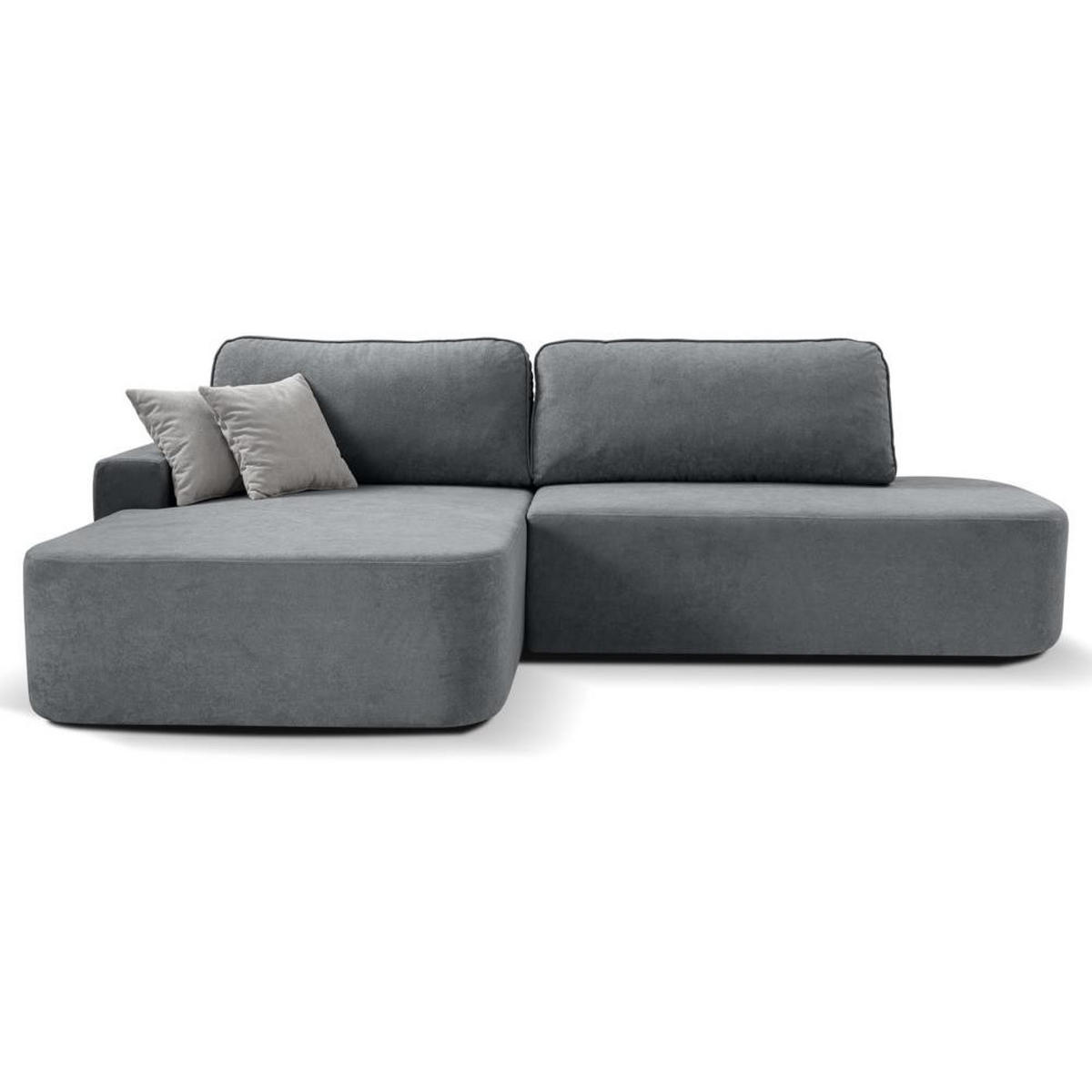 ECKSCHLAFSOFA Gavi grau velours links - Grau, Textil (269/171cm) - Beautysofa