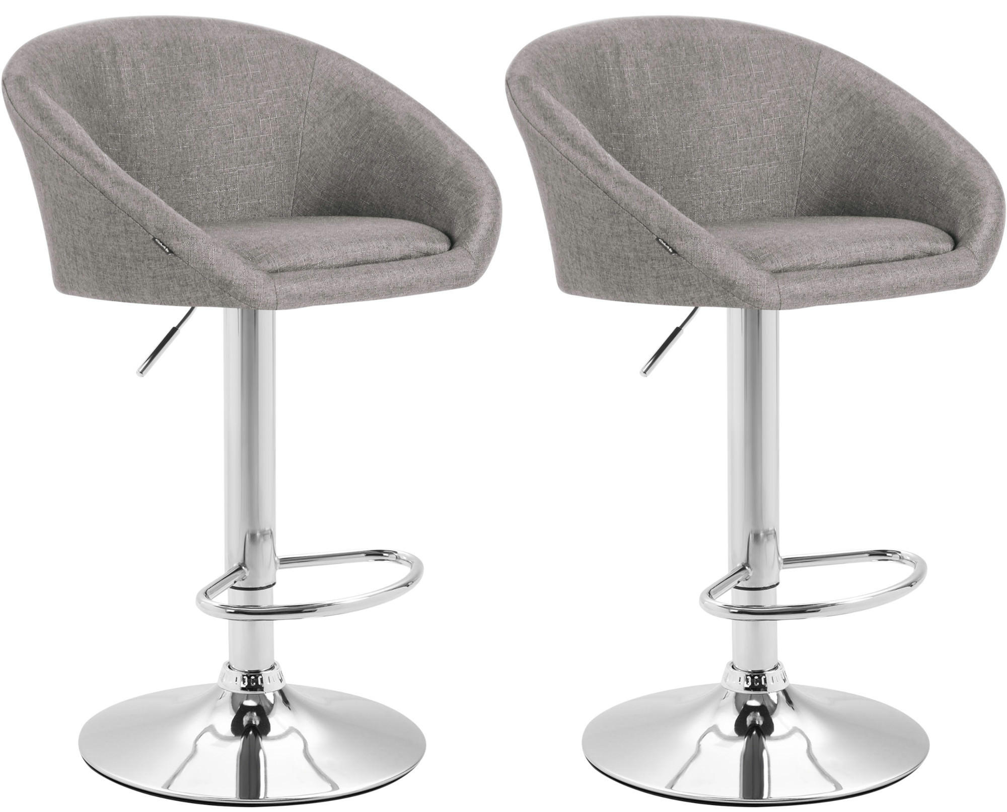 BARHOCKER 2er Set Stoff hellgrau - Chromfarben/Hellgrau, Textil/Metall (55/86/51cm) - CLP
