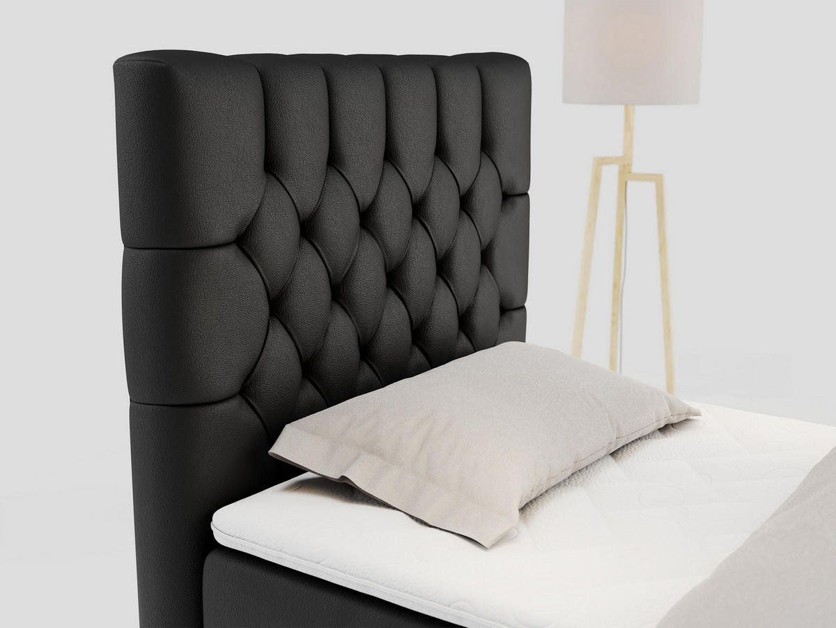 BOXBETT PERA 90/200 Schwarz Kunstleder - H3 - Links Seite - Schwarz, Holz/Textil (90/200cm) - MKS
