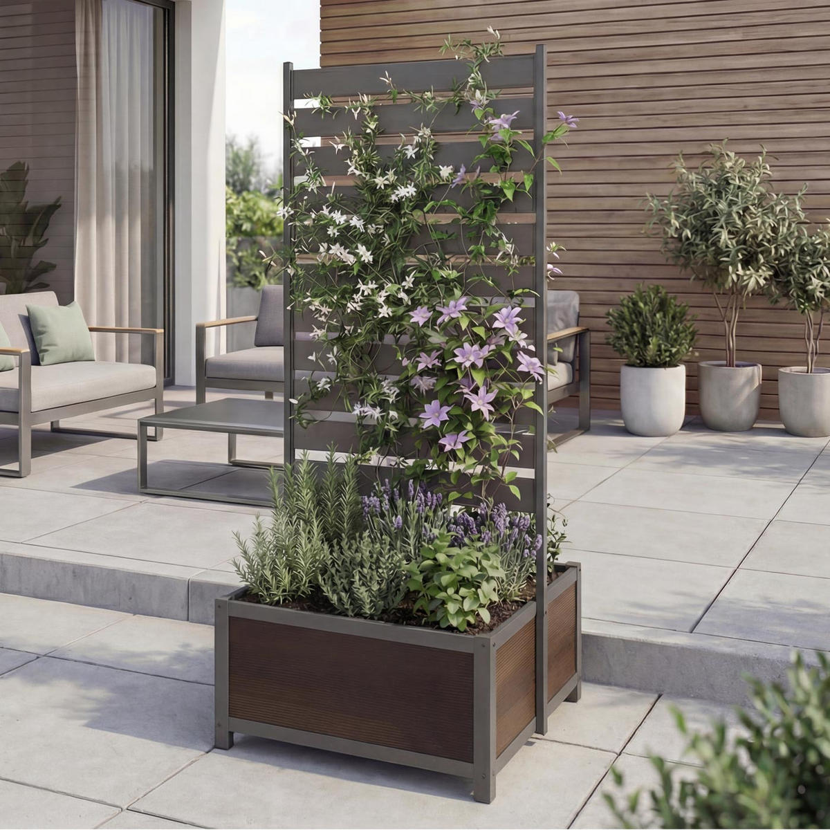 BEET MIT RANKGITTER Grau - Grau, Metall (60/158/75cm) - MCW