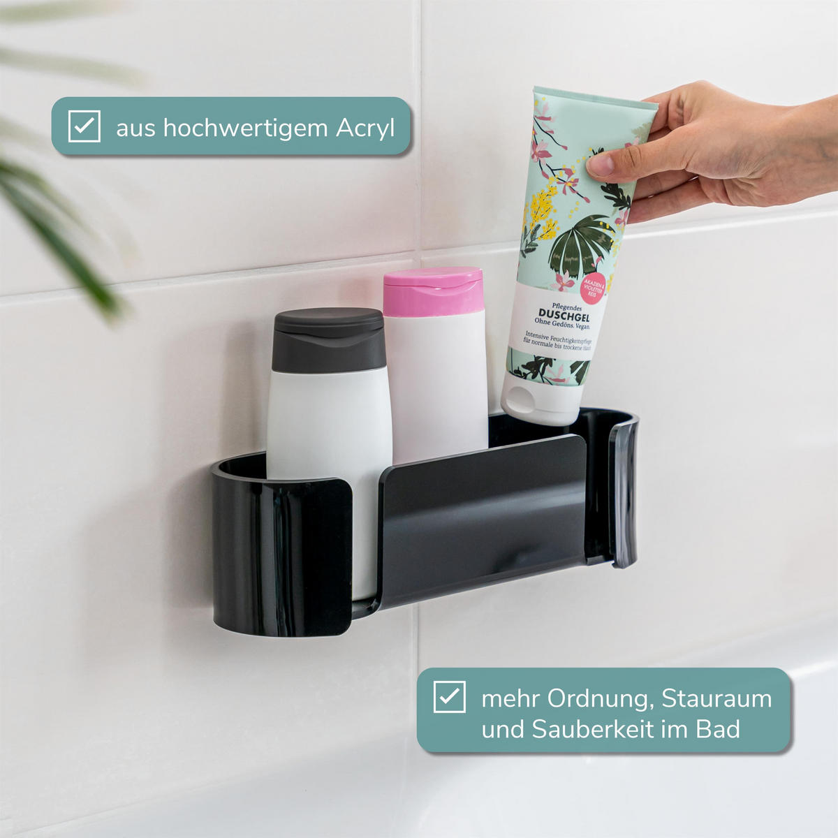 DUSCHKORB, schwarz, Acryl - Schwarz, Kunststoff (31/9/9cm) - bremermann