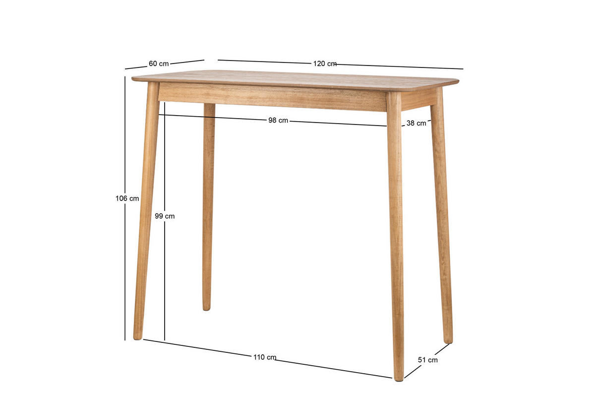 BARTISCH Rechteckig Braun 120 x 60 x 106 (cm) - Braun, Holz (120/106/60cm) - Nordlys