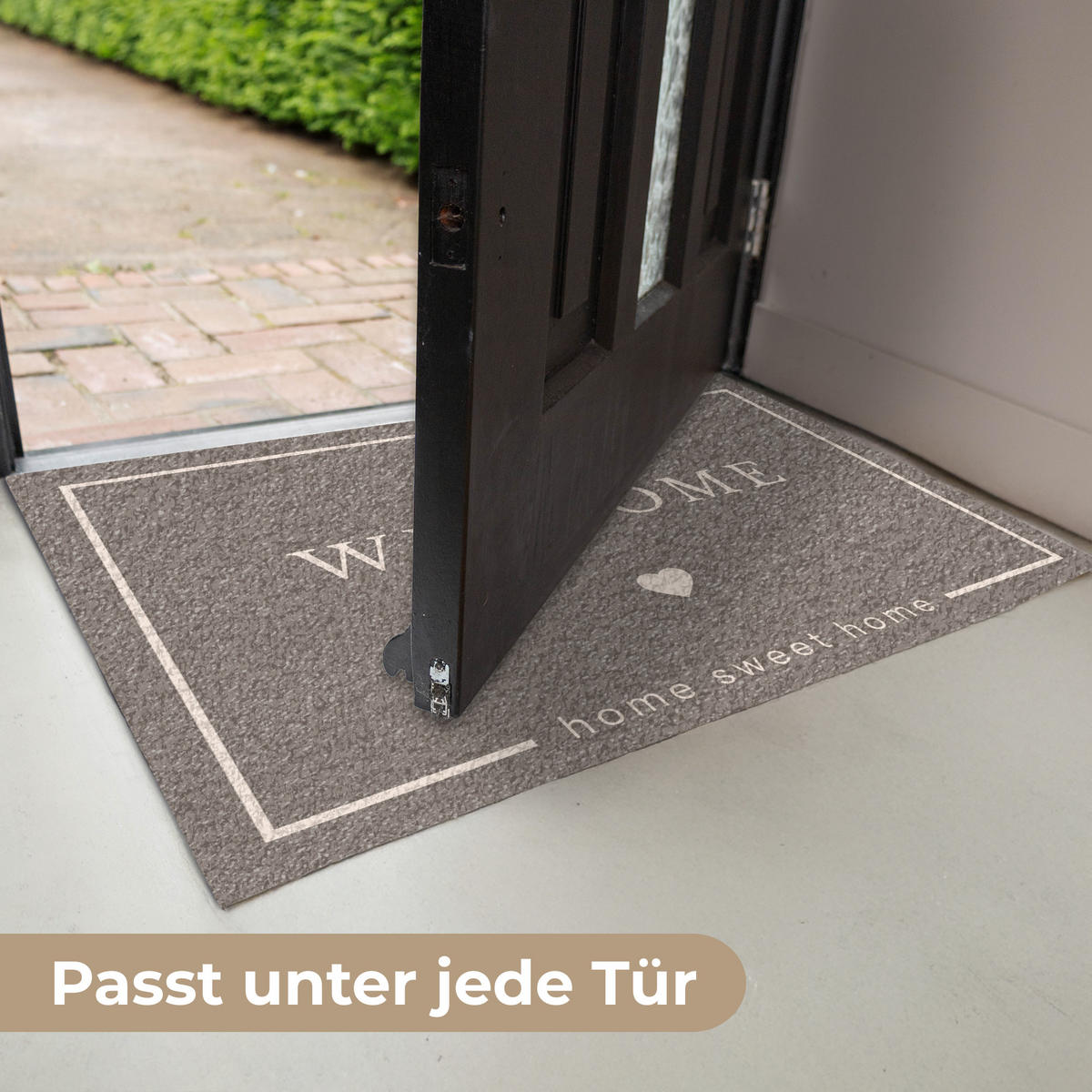 FUSSMATTE Willkommen - Braun 90x60 cm - Taupe, Kunststoff (90/0.4cm) - MuchoWow