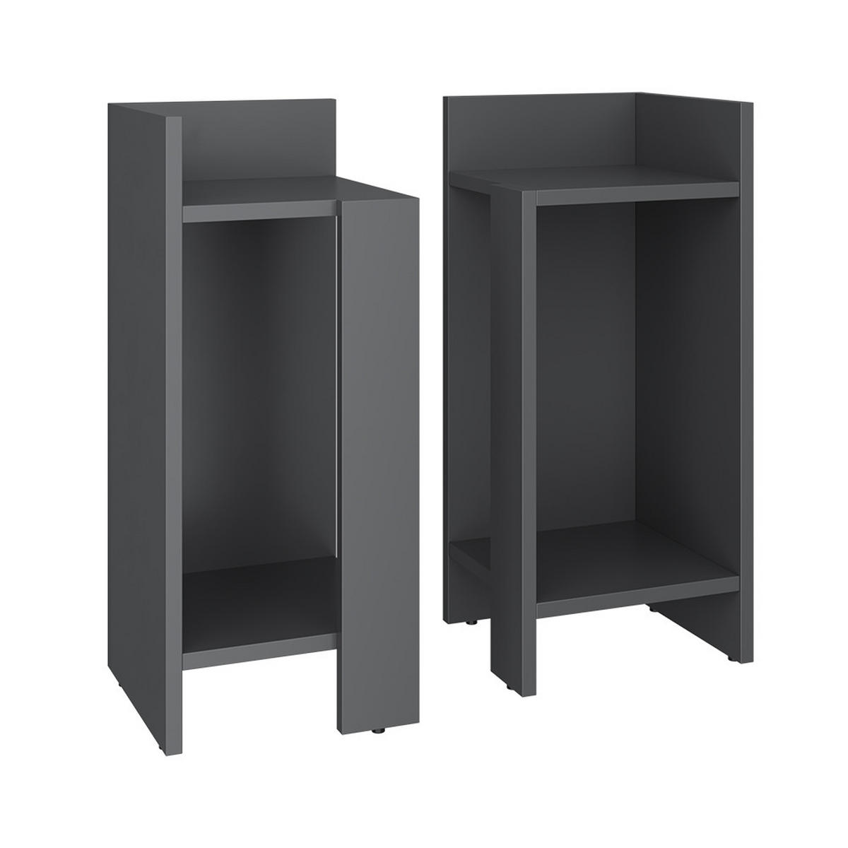NACHTTISCH Lenar Anthrazit 27 x 60 cm 2er-Set - Anthrazit, Holzwerkstoff (27/60/25cm) - Vicco