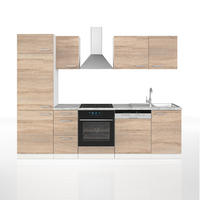 KÜCHENZEILE Optima Sonoma 270 cm ohne AP - Weiß/Sonoma Eiche, Holzwerkstoff (270/81.6/57.1cm) - Vicco