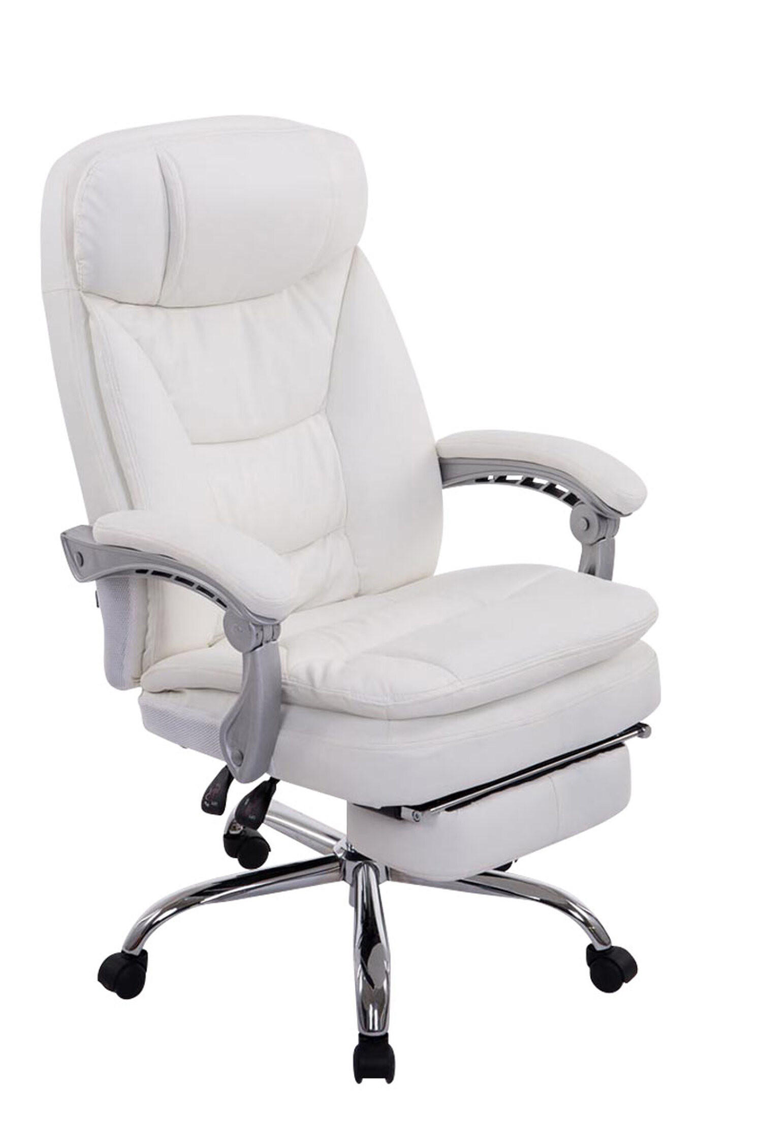 BÜROSTUHL XL Troja, Kunstleder Weiß - Weiß, Textil/Metall (67/122/67cm) - TPFLiving