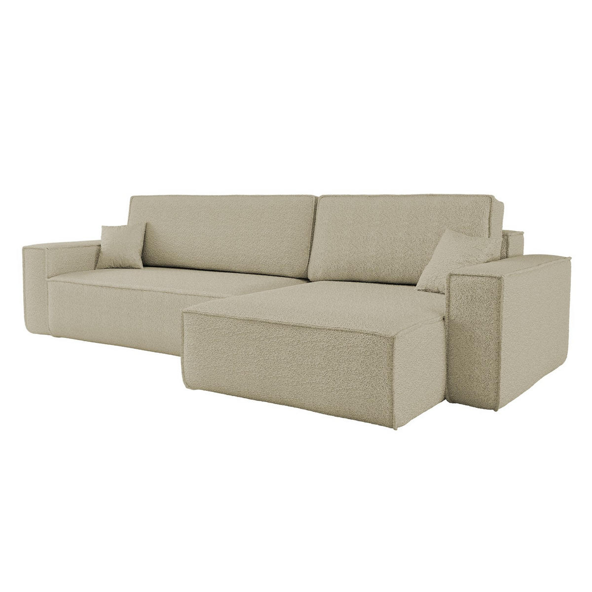 ECKSOFA Mit Schlaffunktion Und Bettkasten, Eckcouch BEST XL Stoff Quelle Beige Rechts - Beige/Schwarz, Holz/Kunststoff (142/142cm) - Kaiser Möbel