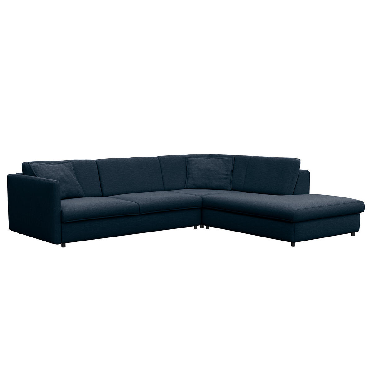 ECKSOFA mit Ottomane - Blau/Schwarz, Kunststoff/Textil (328/272cm) - home24