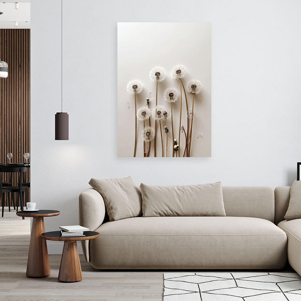 LEINWANDBILD Pusteblumen Pflanzen Natur Boho 80x120cm - Beige, Textil (80/120cm) - Feeby