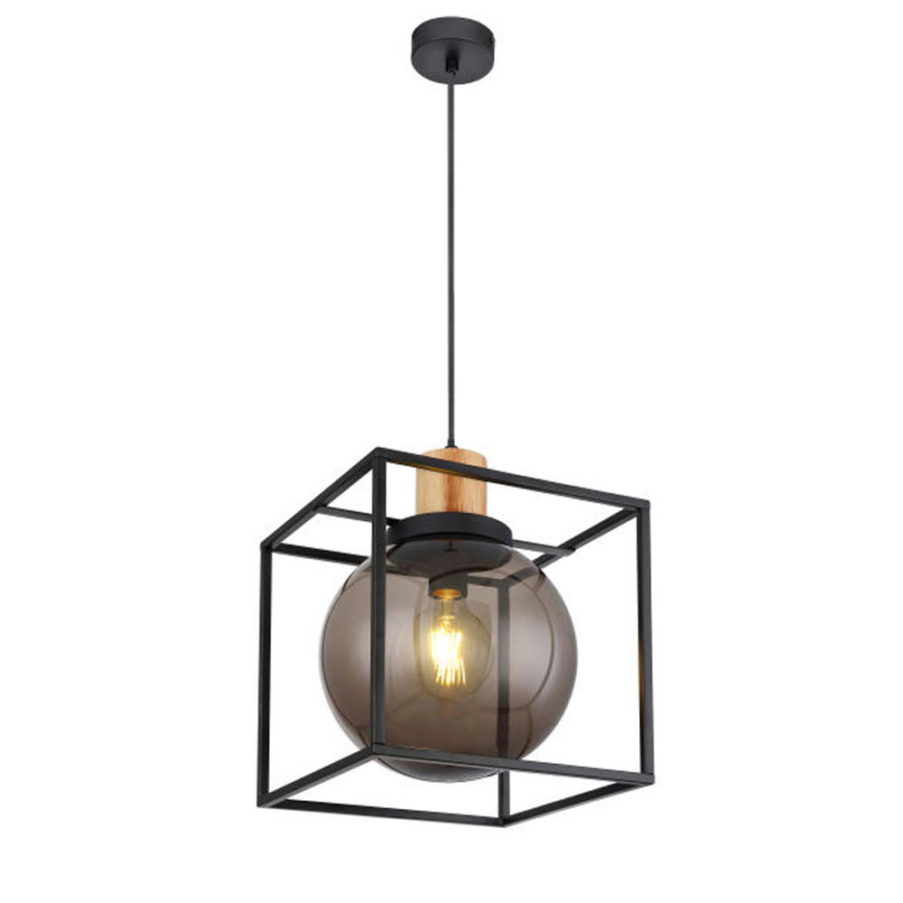 HÄNGELEUCHTE HILKO Schwarz Metall - Schwarz, Holz (28/28/120cm)