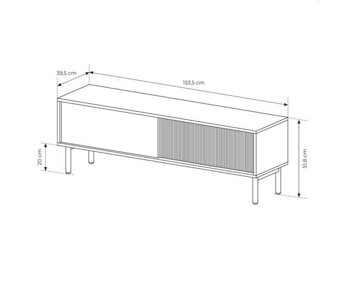 LOWBOARD ROCCO 153,5/51,8/39,5 cm, Eichefarben - Eichefarben, Holzwerkstoff (153.5/51.8/39.5cm) - MASSENO