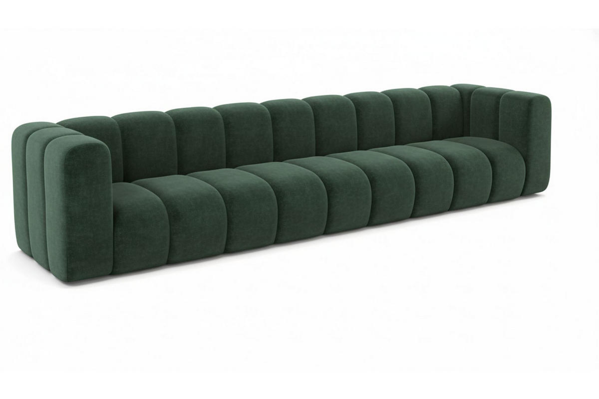 COUCH, Fünfsitzer-Sofa Grand, Veloursstoff Salvador, Grün - Grün, Holz (314/70/87cm) - Kaiser Möbel