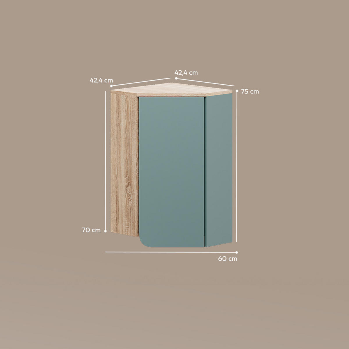 BADSCHRANK Marano Blau-Grau 42.4 x 75 cm mit Tür und offenen Fächern - Blaugrau/Sonoma Eiche, Holzwerkstoff (42.4/75/42.4cm) - Livinity®