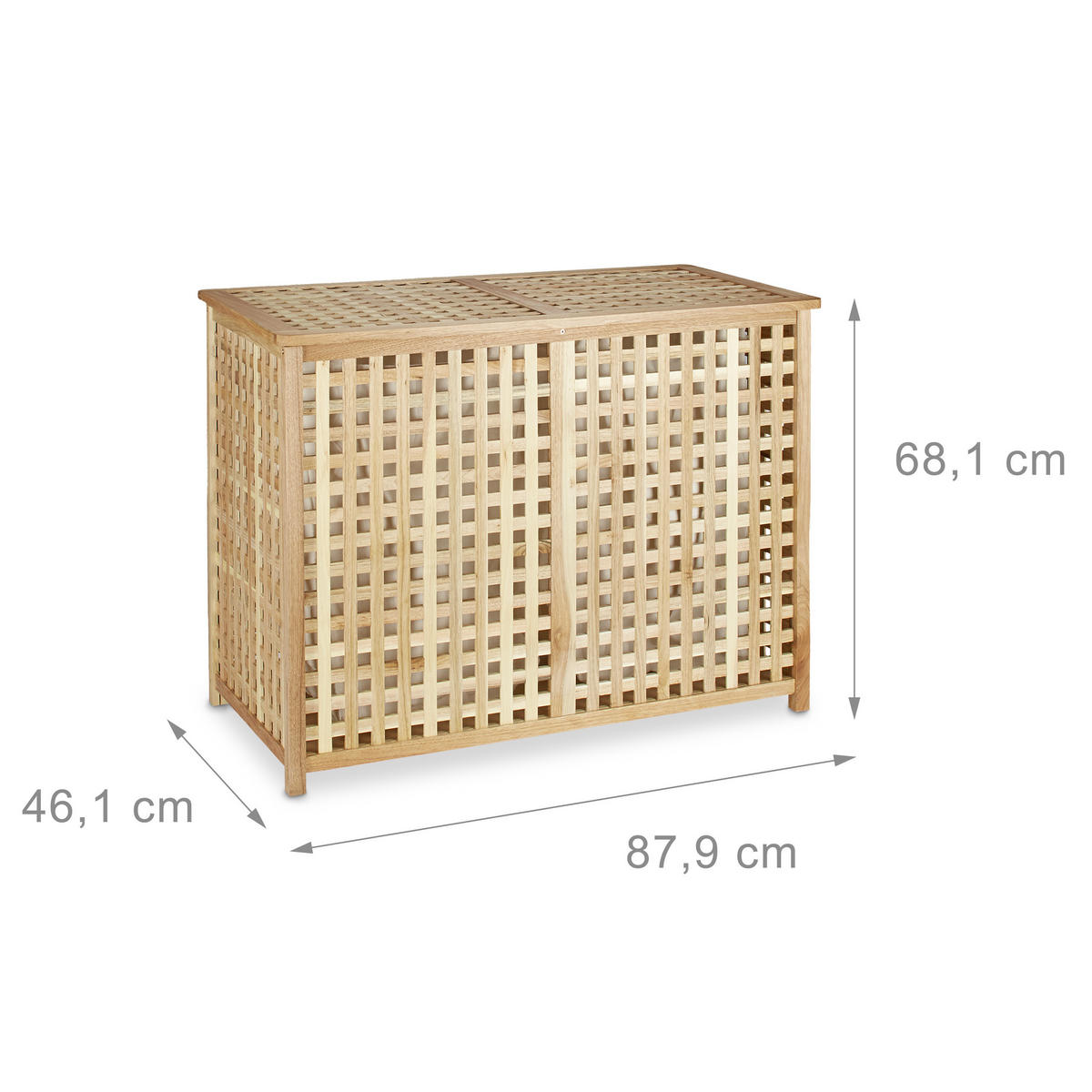 WÄSCHESAMMLER - Hellbraun, Holz/Textil (87.9/68.1/46.1cm) - Relaxdays