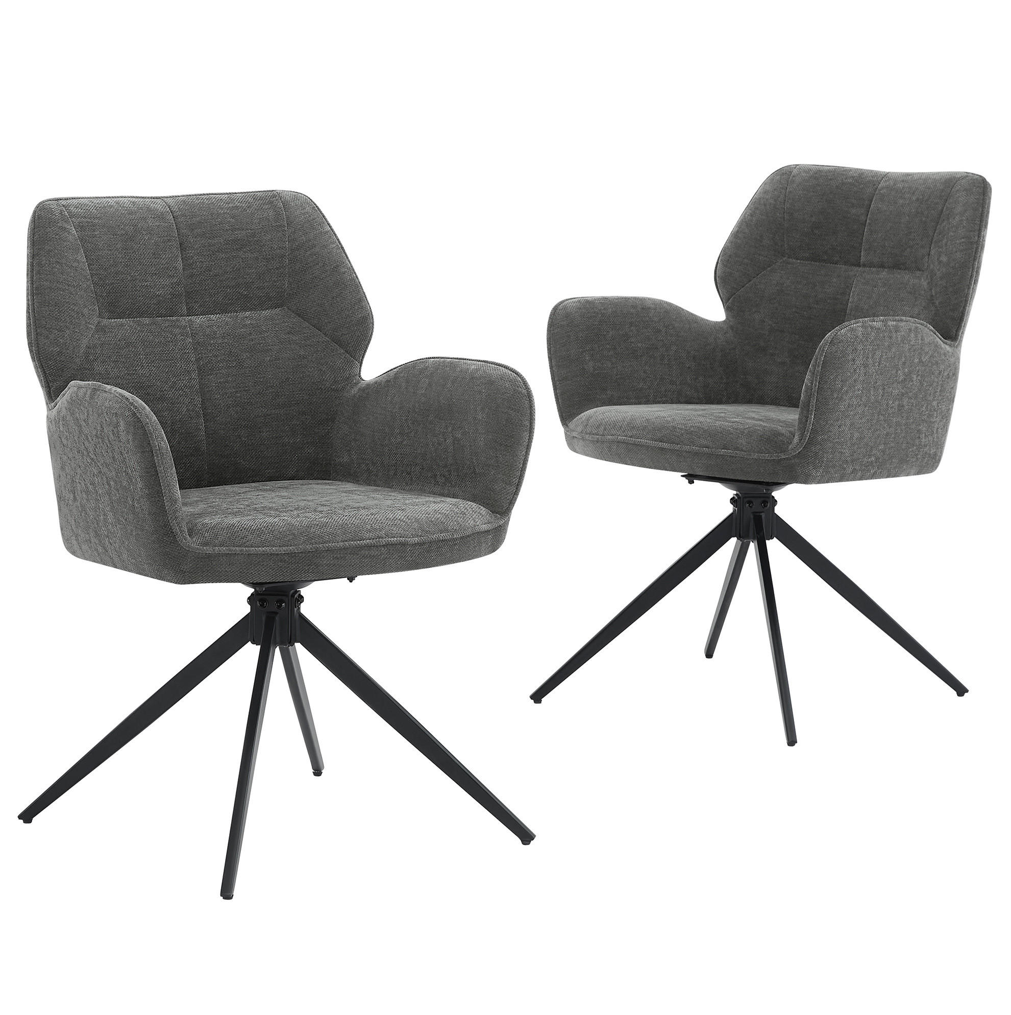 STUHL drehbar 2er-Set Dunkelgrau mit Metallbeinen - Dunkelgrau, Metall (45/84/53.5cm) - Meubliv