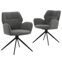 STUHL drehbar 2er-Set Dunkelgrau mit Metallbeinen - Dunkelgrau, Metall (45/84/53.5cm) - Meubliv