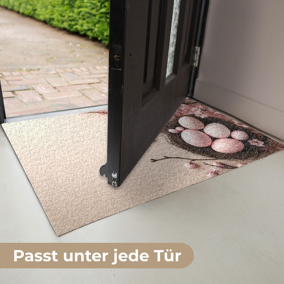 FUSSMATTE Rosa - Blüten - Eier 90x60 cm - Hellrosa, Kunststoff (60/90cm) - MuchoWow