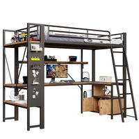 HOCHBETT 90/200 cm Schwarz aus Metall mit Schreibtisch und Stauraum - Schwarz, Metall (90/200cm) - OKMYHOME