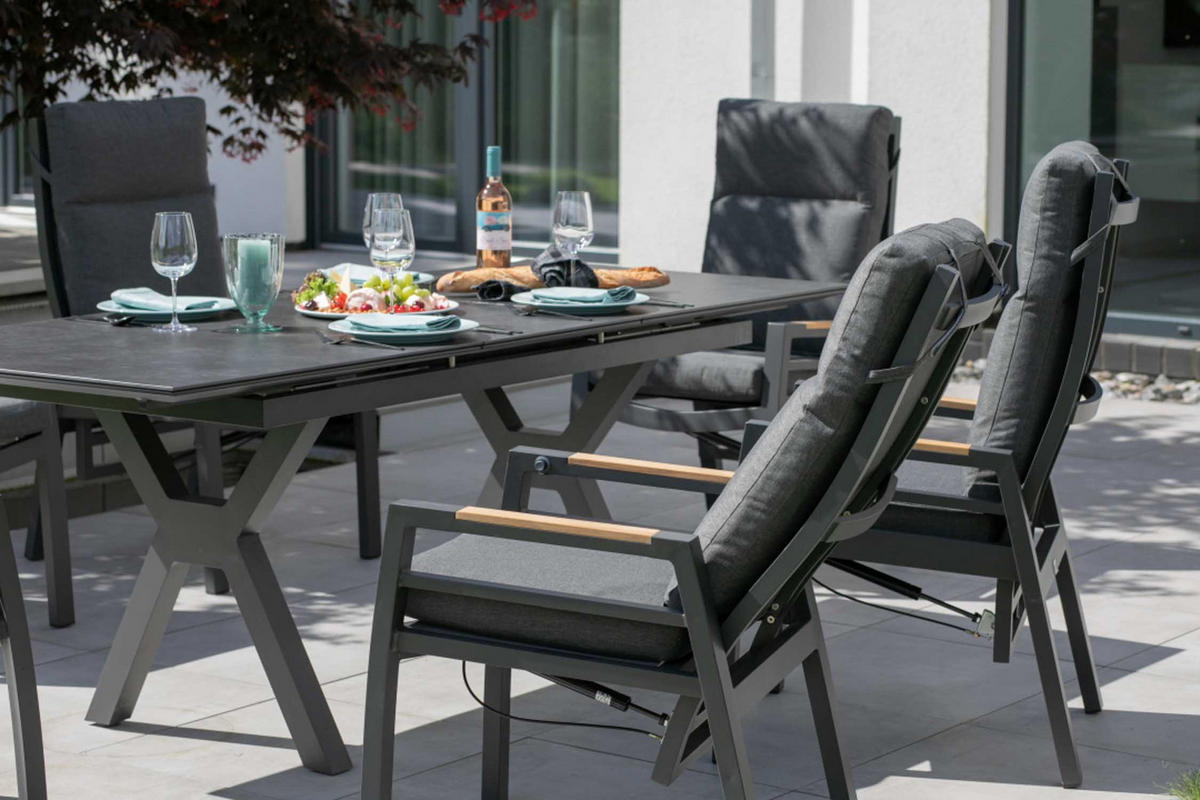 RELAXSESSEL Sevilla Alu/Textilene inkl. Kissen anthrazit - Grau, Metall (78/122/62cm) - Mr. Deko