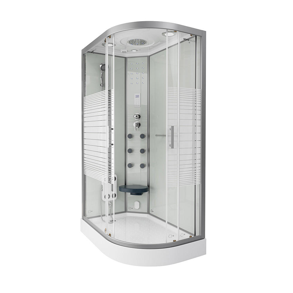 DAMPFDUSCHE WHITE PEARL - Weiß, 120 x 80 cm Rechts - Weiß, Glas (80cm) - Home Deluxe