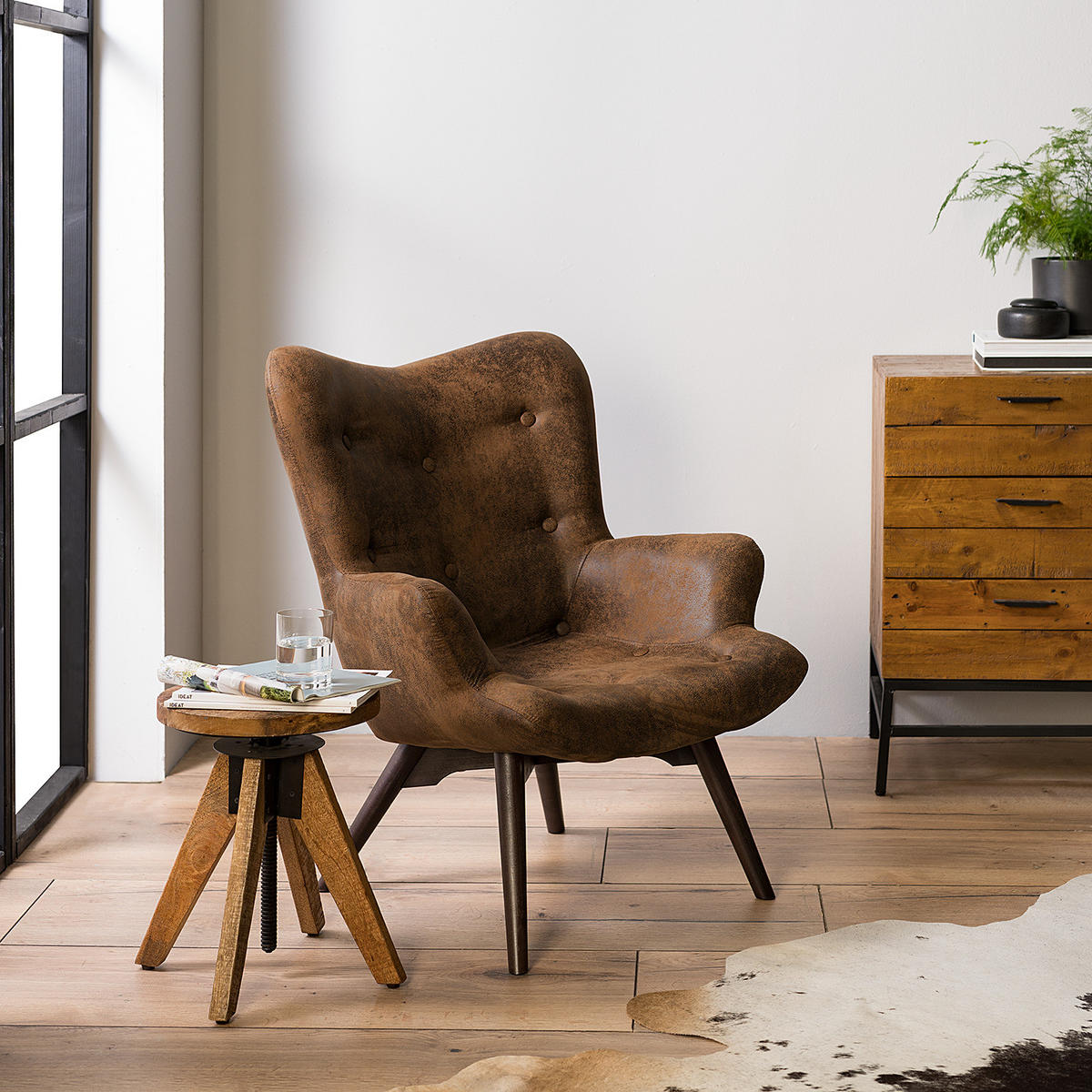 SESSEL - Dunkelbraun/Braun, Holz/Buchenholz (71/90/85cm) - home24