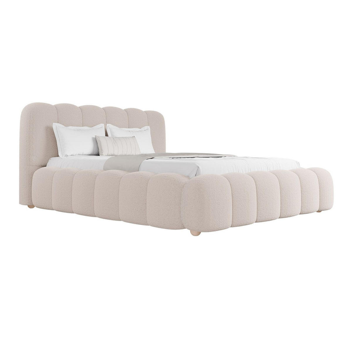 POLSTERBETT Catania 140x200 cm Beige Bouclé - Beige, Textil (140/200cm) - Juskys