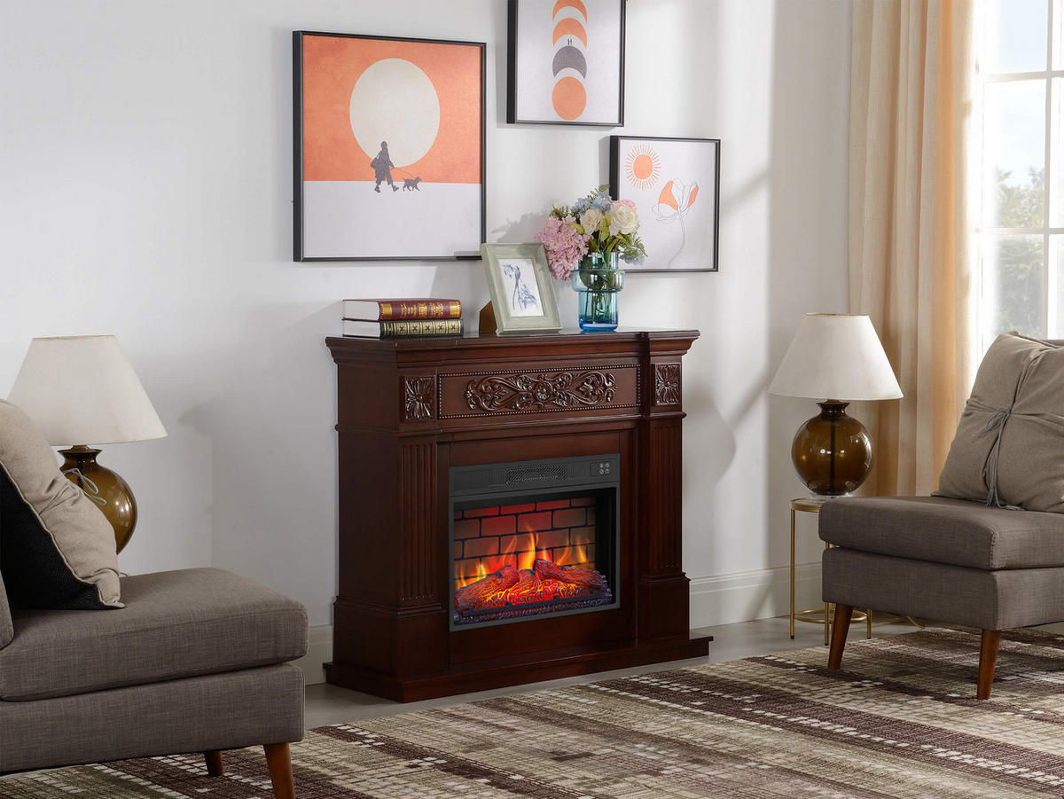 ELEKTROKAMIN Toscana AF23BS Rotbraun – Breite 96 cm, 3D-Flammeneffekt, LED-Beleuchtung, Heizfunktion - Braun, Glas/Holzwerkstoff (106.6/92.5/37cm) - ArtiFlame