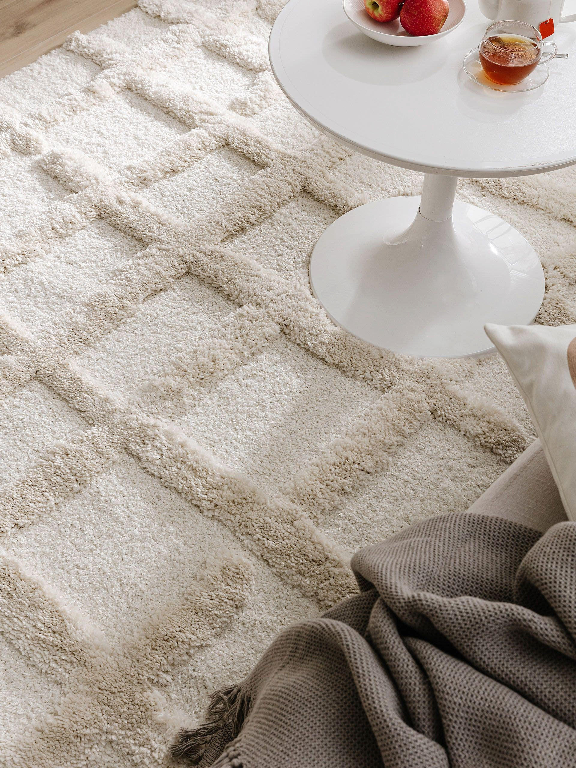 Thumbnail - benuta Pop Hochflorteppich, Creme, Textil, Zeichen/Symbole/Nummern/Buchstaben, Rechteckig, 120x170 cm, Oeko-Tex® Standar...