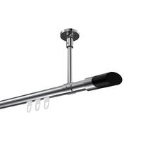 INNENLAUF-GARDINENSTANGEN-SET Sonette Verano 100 cm, 1-läufig, 20 mm Ø Chrom - Chromfarben/Schwarz, Metall (100cm) - INTERDECO