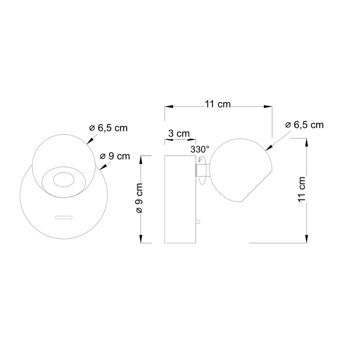 WANDLEUCHTE Loën, Schwarz, 10.1cm - Schwarz, Metall (9/10.1/10.1cm) - KOSILUM