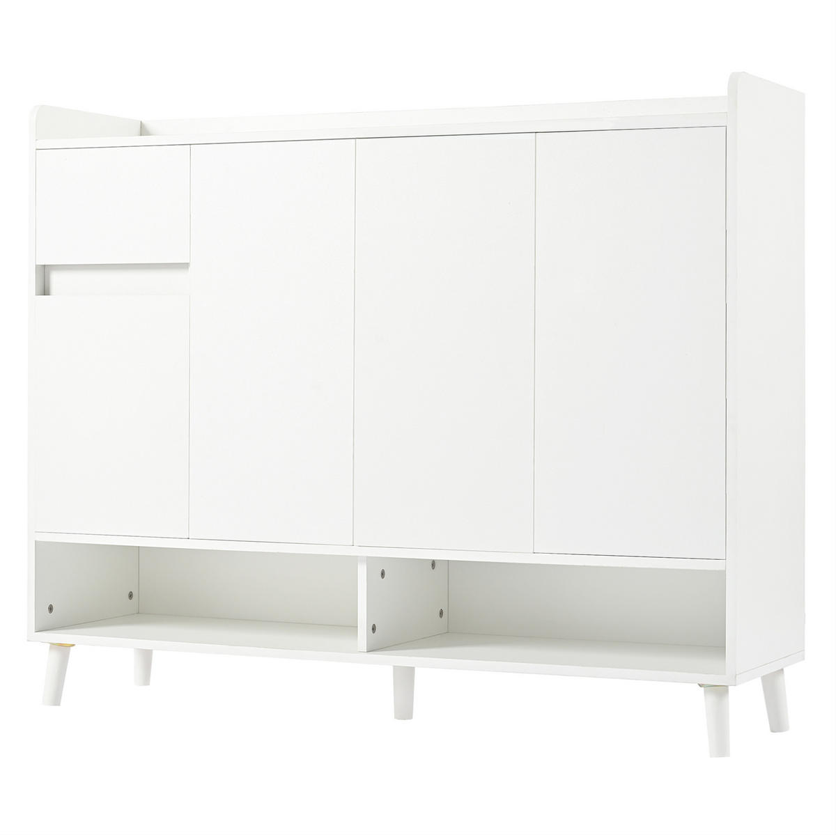 SCHUHSCHRANK 120/35/99 cm in Weiß mit 4 Türen und 1 Schublade - Weiß, Holzwerkstoff (120/99/35cm) - Flora Grace