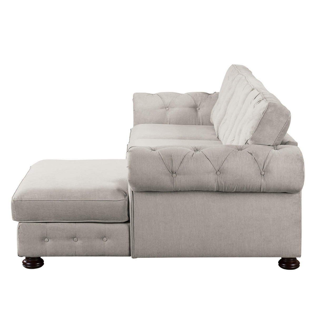 ECKSOFA mit Longchair - Microfaser - Grau, Textil (302/166cm) - home24