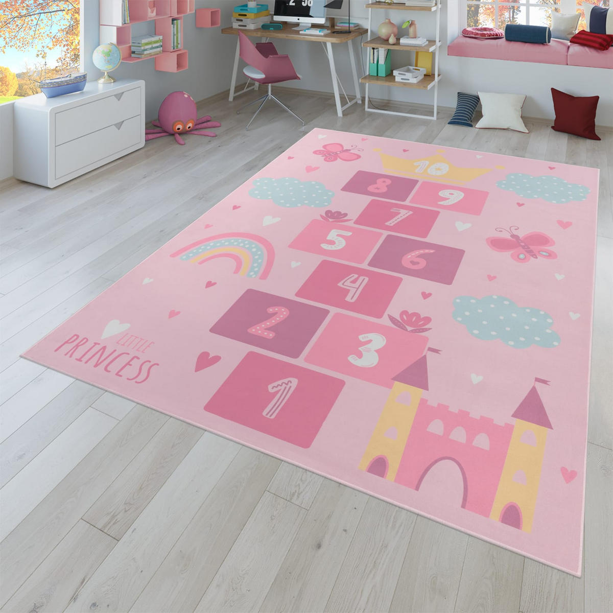 KINDERTEPPICH Herz Pink 160 x 220 cm - Pink, Kunststoff (160/220cm) - TT Home