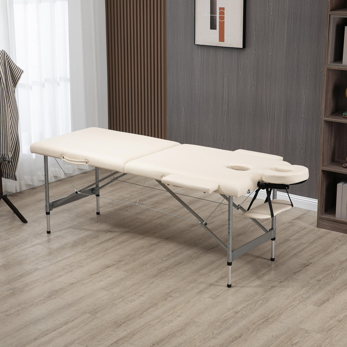 MASSAGELIEGE höhenverstellbar Beige - Beige, Metall (70/82/185cm) - HOMCOM