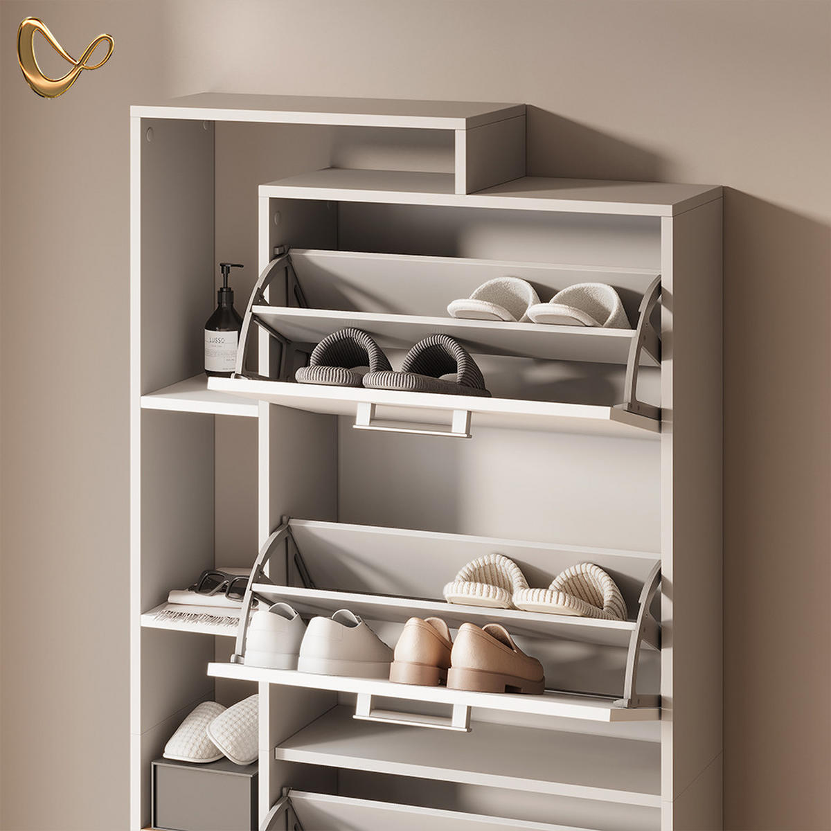 SCHUHKIPPER Ortello Weiß 80 x 166.1 cm mit 4 Fächern - Weiß, Holzwerkstoff (80/166.1/24.2cm) - Livinity®