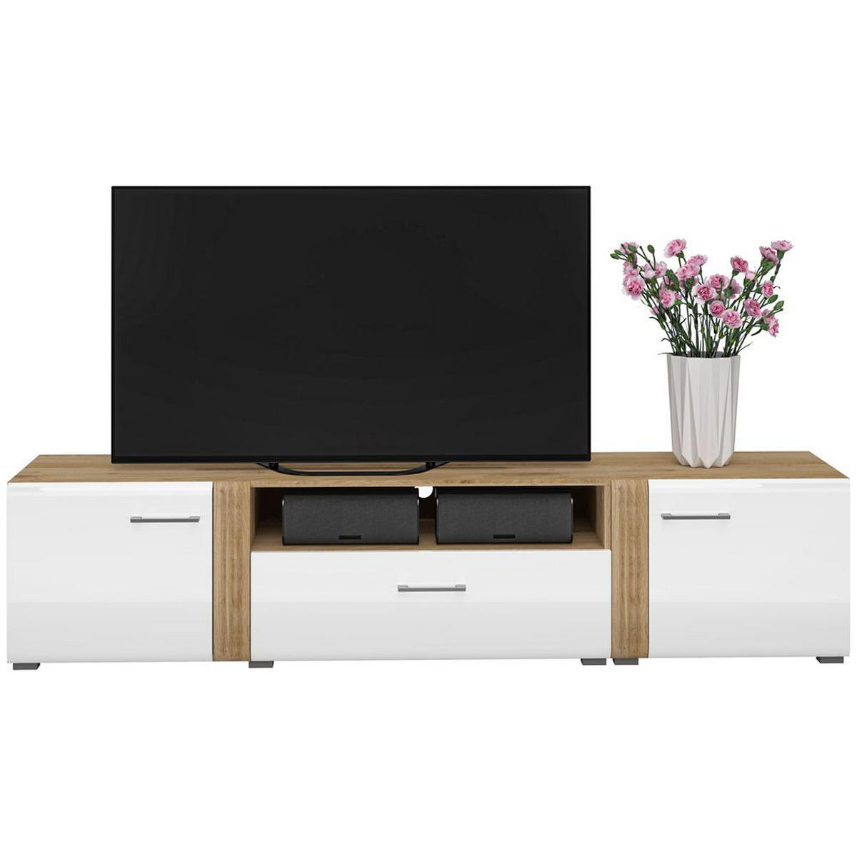 WOHNZIMMER-SET 4-TLG. Akron-131 - Weiß, Holzwerkstoff (545/143/60cm) - Lomado