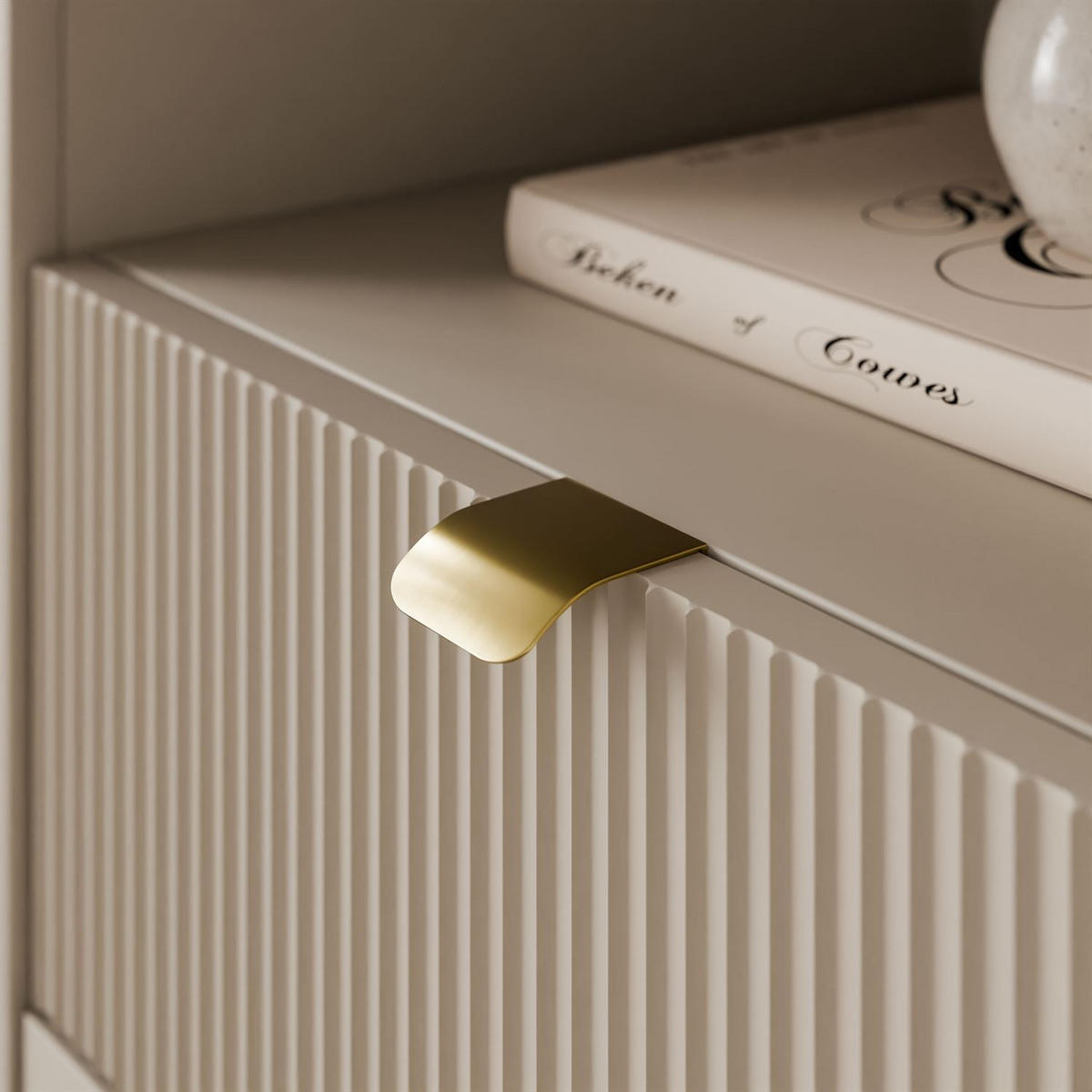 REGAL schmal AUTUMN 1D3S mit Schubladen, Kaschmir / Nussbaum - Beige, Holzwerkstoff (60/191/40cm) - Lookway
