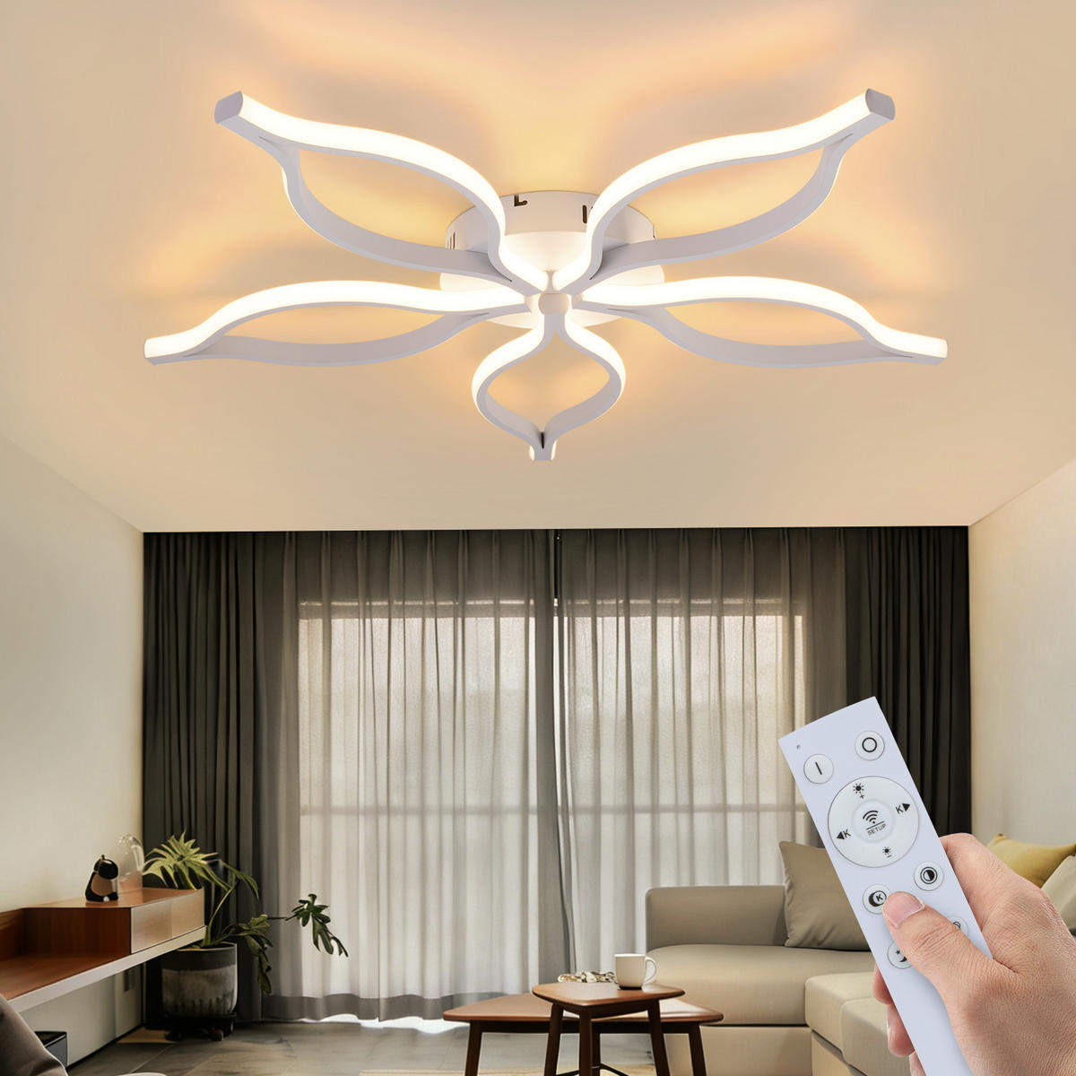 LED DECKENLEUCHTE Ielwynne 80/38/6 cm - Weiß, Metall (80/38/6cm) - ZMH