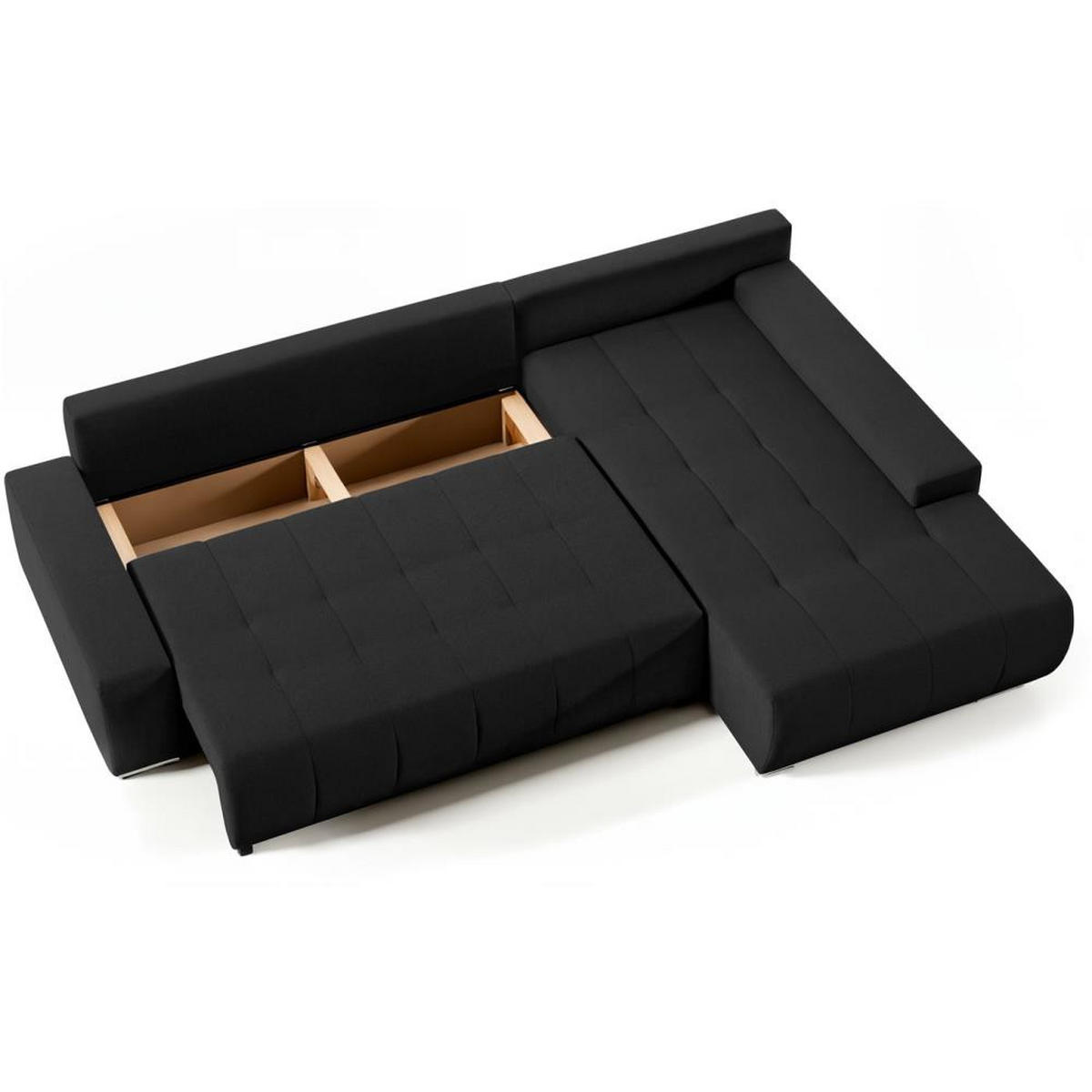 ECKSOFA Draco L schwarz rechts - Chromfarben/Schwarz, Textil/Metall (267/186cm) - Beautysofa