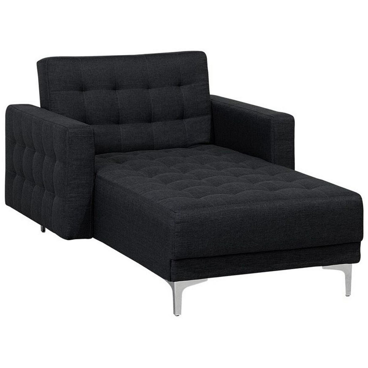 CHAISELONGUE Polsterbezug graphitgrau/silber Aberdeen - Silberfarben/Graphitfarben, Textil (107/83/168cm) - Beliani