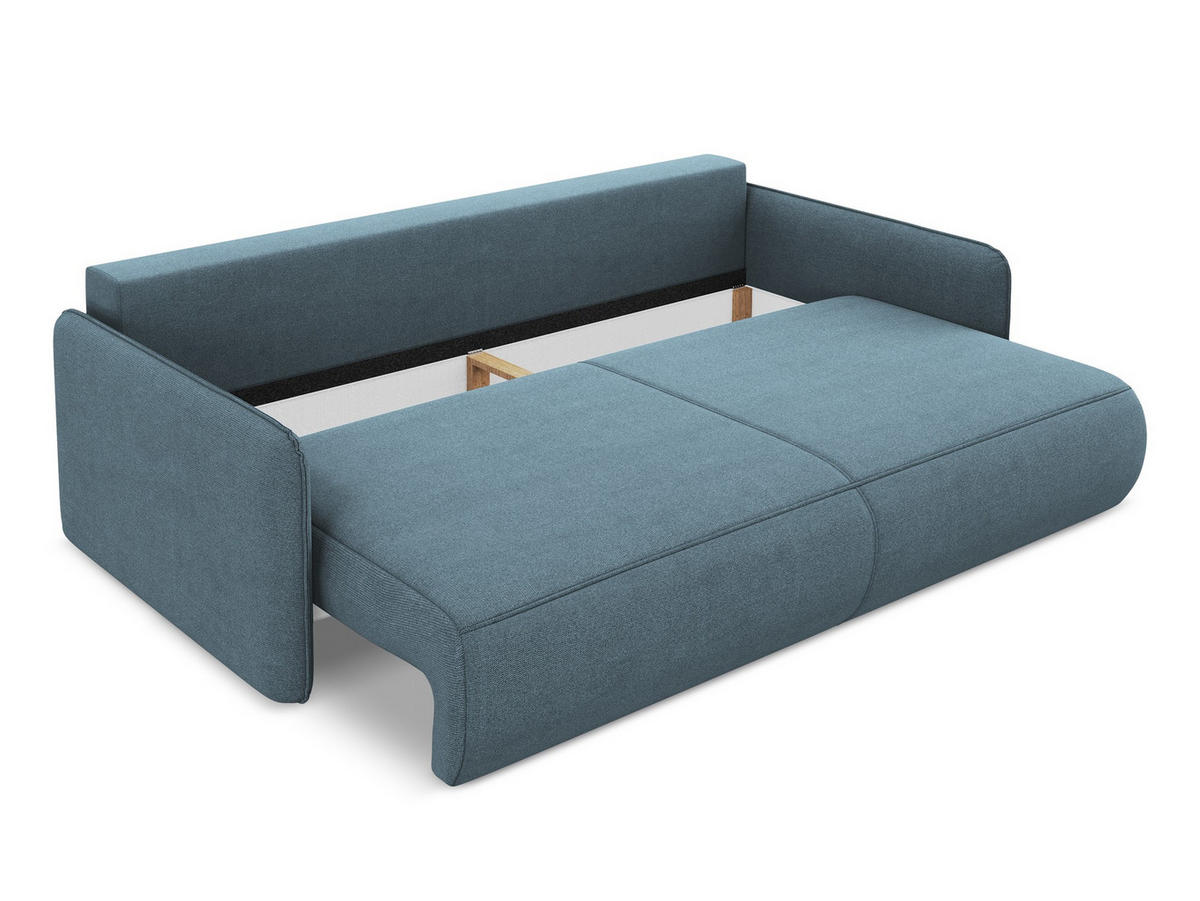 3-SITZER SOFA mit Schlaffunktion Strukturstoff Stoff Blau - Blau/Schwarz, Kunststoff/Textil (216/86/105cm) - Makamii
