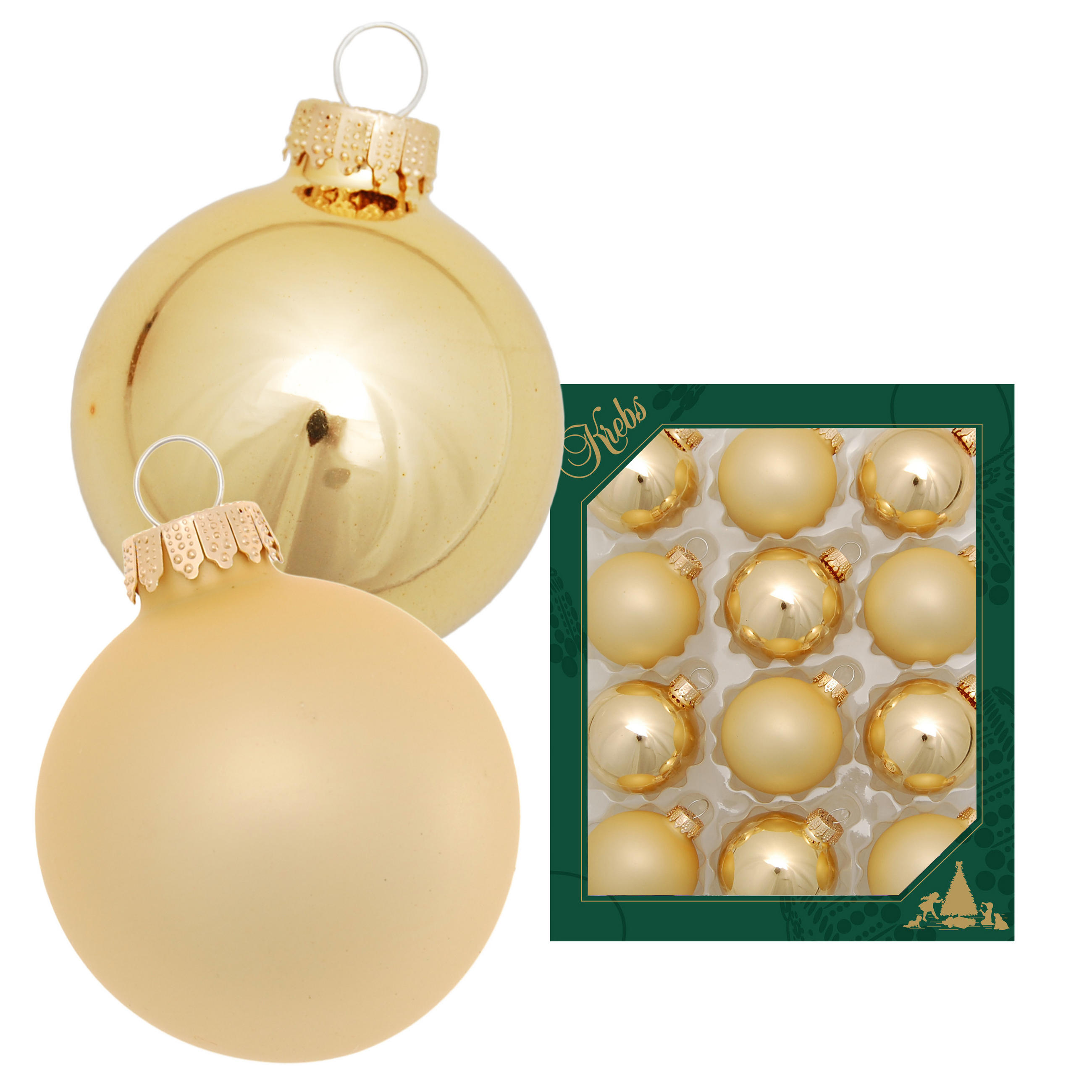 CHRISTBAUMKUGELN Uni-Design Aurora Goldfarbig 5cm (Glas / 12 Stk.) - Goldfarben, Glas (5/5/5cm) - Krebs Glas Lauscha
