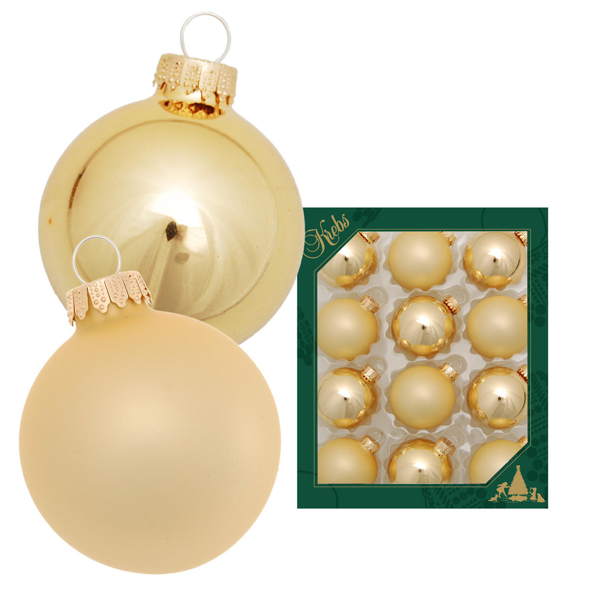 CHRISTBAUMKUGELN Uni-Design Aurora Goldfarbig 5cm (Glas / 12 Stk.) - Goldfarben, Glas (5/5/5cm) - Krebs Glas Lauscha