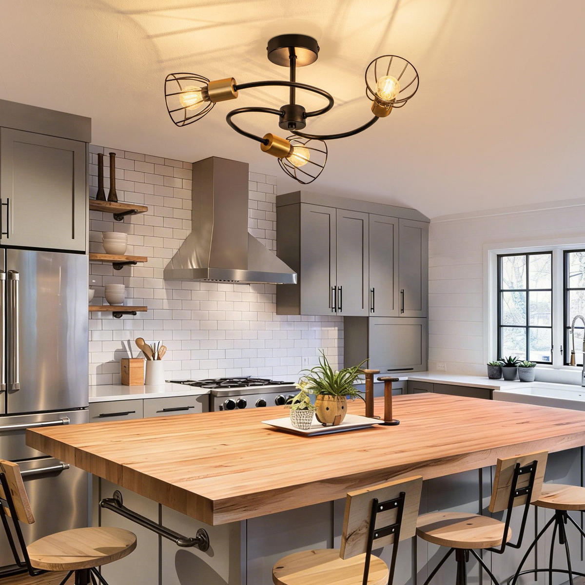 PENDELLEUCHTE CARLSON Ⅲ 55/55/26 cm - Schwarz, Metall (55/55/26cm) - Nettlife